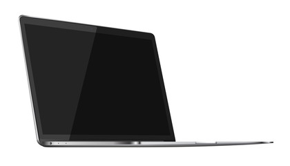 Modern glossy laptop isolated on white background.