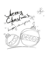 Vector Christmas doodle ball background. Cute hand drawn childish invitation, greeting card. Holiday linear illustration for print, web