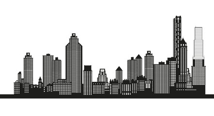 Naklejka premium Silhouette of the city. Cityscape design. Skyline architecture