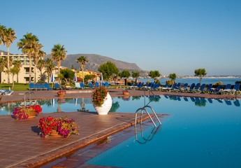 Swimming pool at luxury hotel in Malia on Crete, Greece