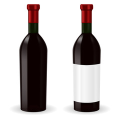 Bottle of red wine. With blank label and without label