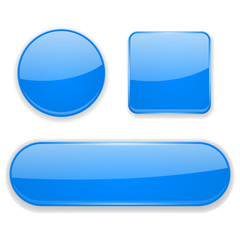 Blue glass buttons. 3d icons