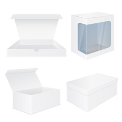 Set of white boxes. White mockups