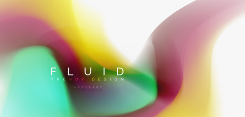 Color flowing wave, trendy liquid design template