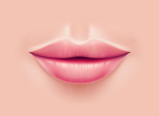 Vector realistic woman lips after plastic surgery