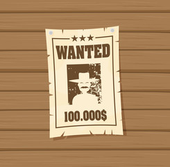 Vintage wanted poster flat vector