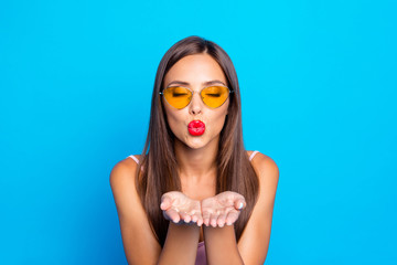 Portrait of nice cute cool attractive winsome delicate adorable 