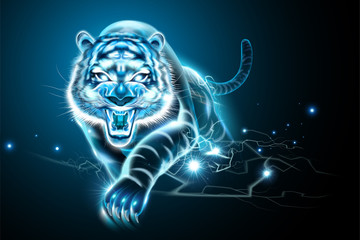 Vicious tiger with lightning effect