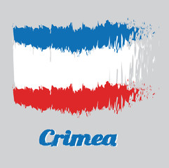 Brush style color flag of Crimea, a blue white and red triband. with name text Crimea.