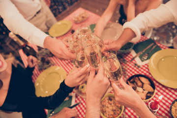 Close-up cropped shot of stylish cheerful classy youth celebrati