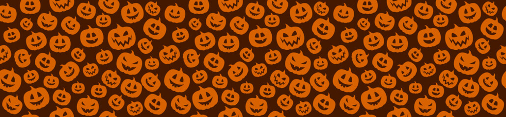 Concept of Halloween pattern with pumpkins. Vector.