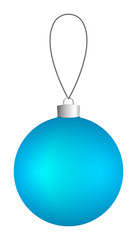 Light blue Christmas ball hanging on a thread. Vector EPS 10