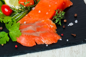 Raw trout fillet