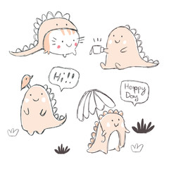 Hand drawing dinosaur illustration vector.