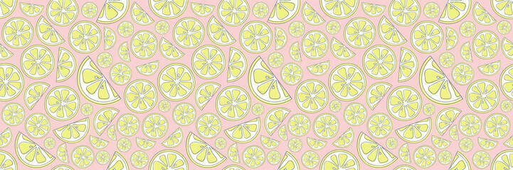 Summer - pastel coloured seamless texture with cute hand drawn lemons. Vector.