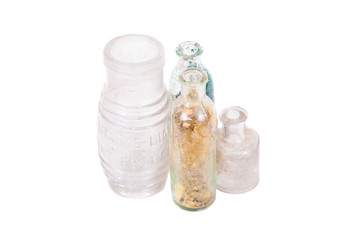 Vintage glass bottle isolated on white background