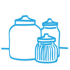 Handgezeichnete Vorratsgl&auml;ser in blau