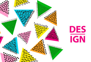 Colorful geometric elements on the white background. Template for card, banner, poster.