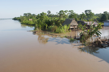 Amazonas village. Typical indian tribes settlement in Amazon.