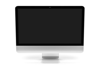 Isolated modern computer with shadow front view 3d rendering