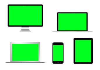 Modern tech devices collection isolated 3d rendering