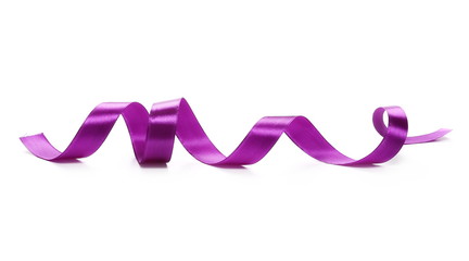 Purple ribbon isolated on white background and texture