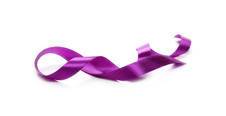 Purple ribbon isolated on white background and texture