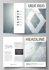 Business templates for bi fold brochure, magazine, flyer, booklet, report. Cover design template, vector layout in A4 size. Genetic and chemical compounds. DNA and neurons. Chemistry, science concept.