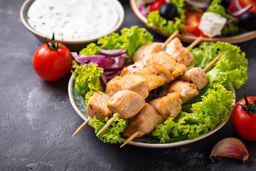 Traditional greek meat skewers souvlaki