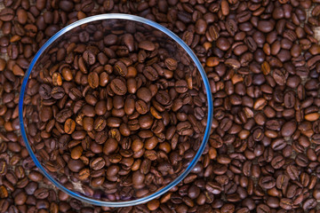 Coffee beans in burlap sack