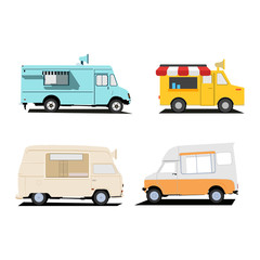 Food truck illustration vector designs. playful and colorful