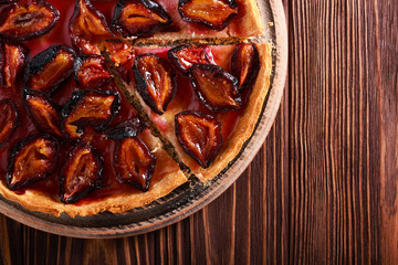 Spicy plum cake sliced