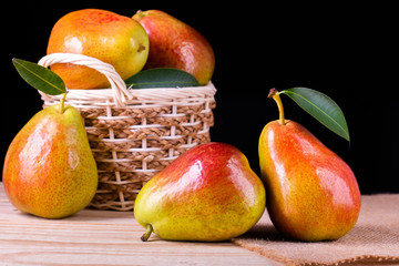 Sweet pears in the basket