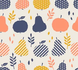 Foto auf Leinwand seamless pattern with apples, pears and leaves © orangeberry