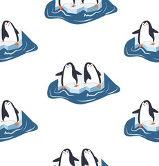 penguins on a piece of iceberg pattern