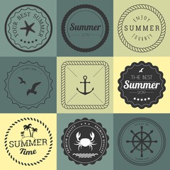 Obraz premium Set of 9 design summer elements, frames, borders