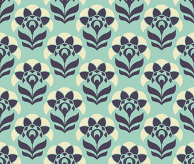 seamless retro pattern with abstract flowers