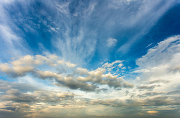 colorful dramatic sky with cloud at sunset.