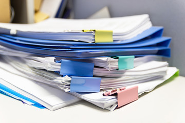 file folder and Stack of business report paper file on the table in a work office, concept document...