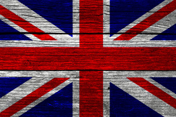 Fototapeta premium GB Flag on the wooden wall