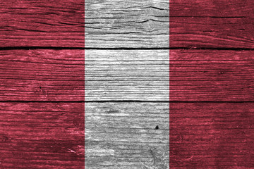 Peru Flag on the wooden wall