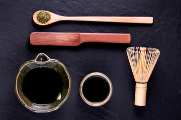 Organic Green Matcha Tea in a Bowl