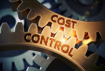 Golden Cog Gears with Cost Control Concept. 3D Illustration.