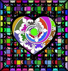 abstract ornament color lattice and large heart