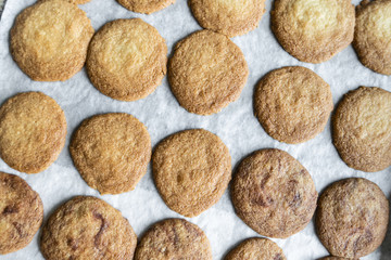 Homemade cookies on white baking paper