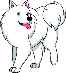 Cute American Eskimo Cartoon Dog. Vector illustration of an american eskimo dog breed.