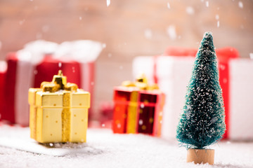 Christmas time boxes goft on a table