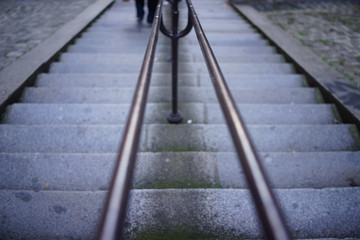 Steep stairs with hand rail - Montmartre, paris