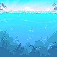 Obraz premium Underwater landscape, vector illasteration. Beautiful under sea location.