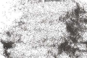 Blue poppy seeds isolated on white background and texture, top view